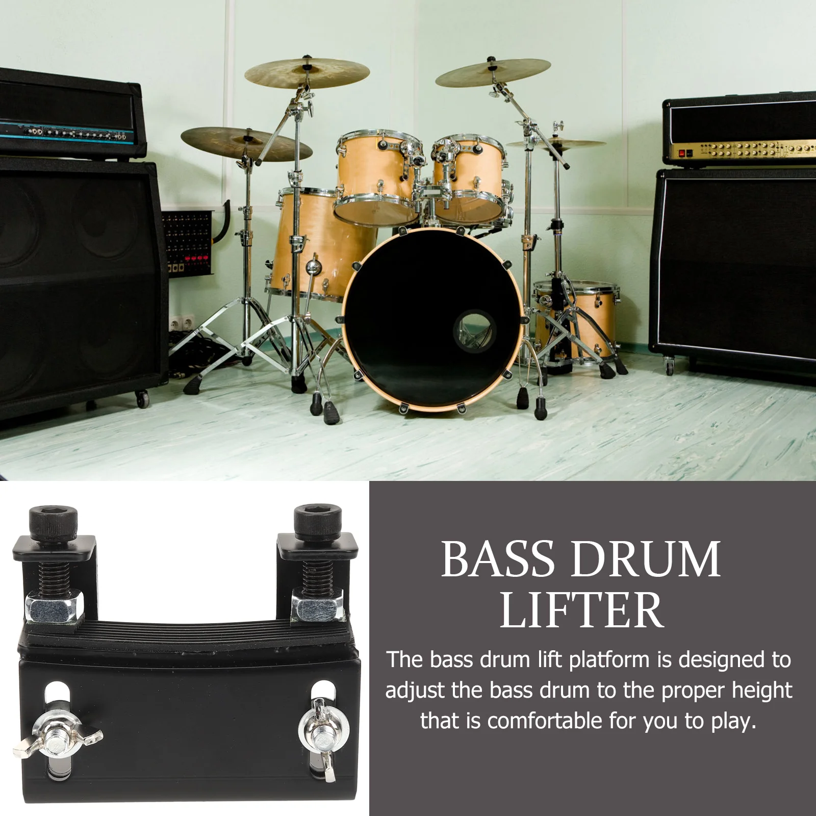 Bass Drum Lifter Drum Height Booster Metal Parts Riser Bass Drum Platform Lift Fit Accessory Riser Replacement Lifter Electric