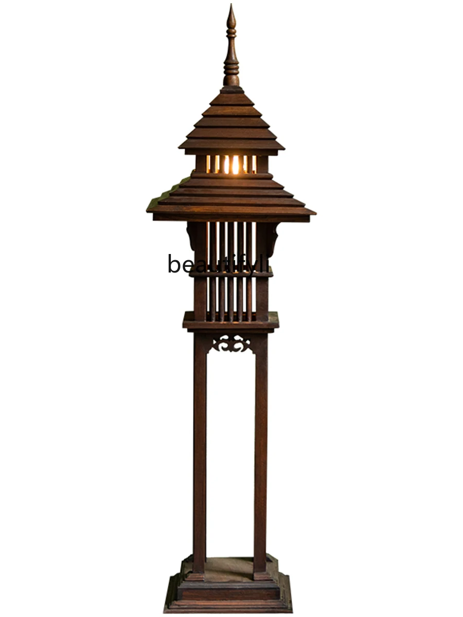 

Thailand Solid Wood Hotel Garden Lamp Thai Wooden Floor Lamp Southeast Asian Style Club Decorative Table Lamp