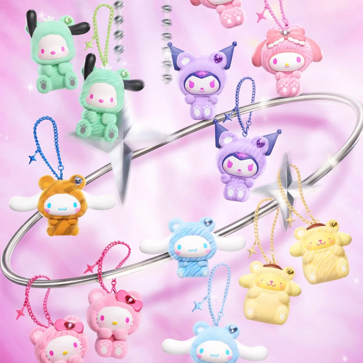 Official Gem Forest Series Blind Box Cute Flocked Plush Figure Random Style Bag Charm Keychain Collectible Toy Surprise Gift