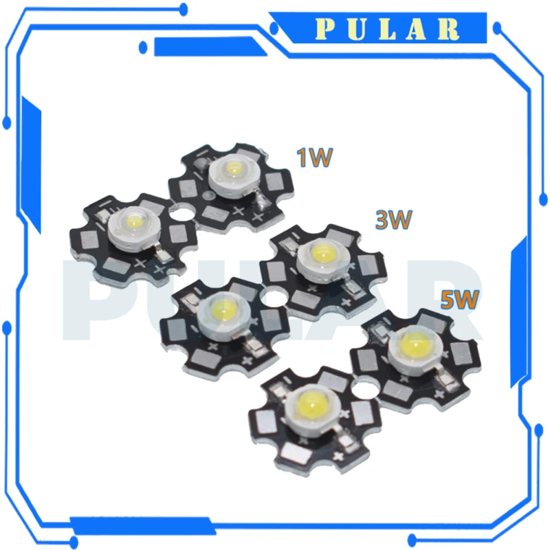 10 pz 1W 3W 5W perline LED ad alta potenza PLR spettro completo bianco puro rosso con 20mm stella nera PCB dissipatore di calore substrato di