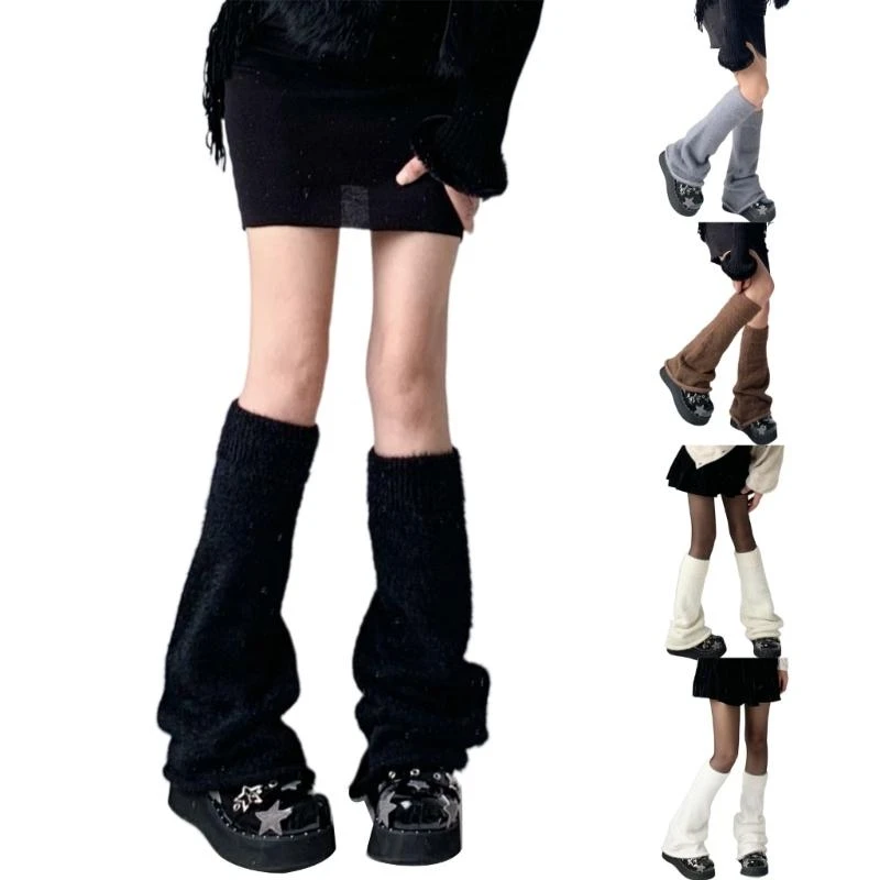 

Women Boot Cuffs Foot Cover Solid Color Thicken Furry Loose Flared Leg Warmers 15UB