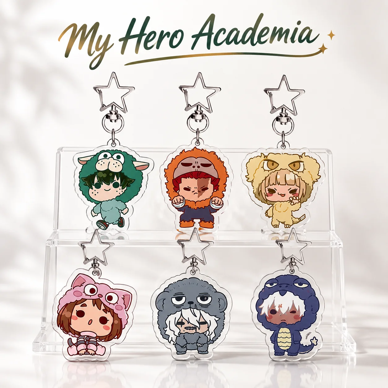 My Hero Academia Q Version Animal Hood Acrylic Keychain Cartoon Character Bag Pendant Cute Anime Fan Collectible Gift Key Ring