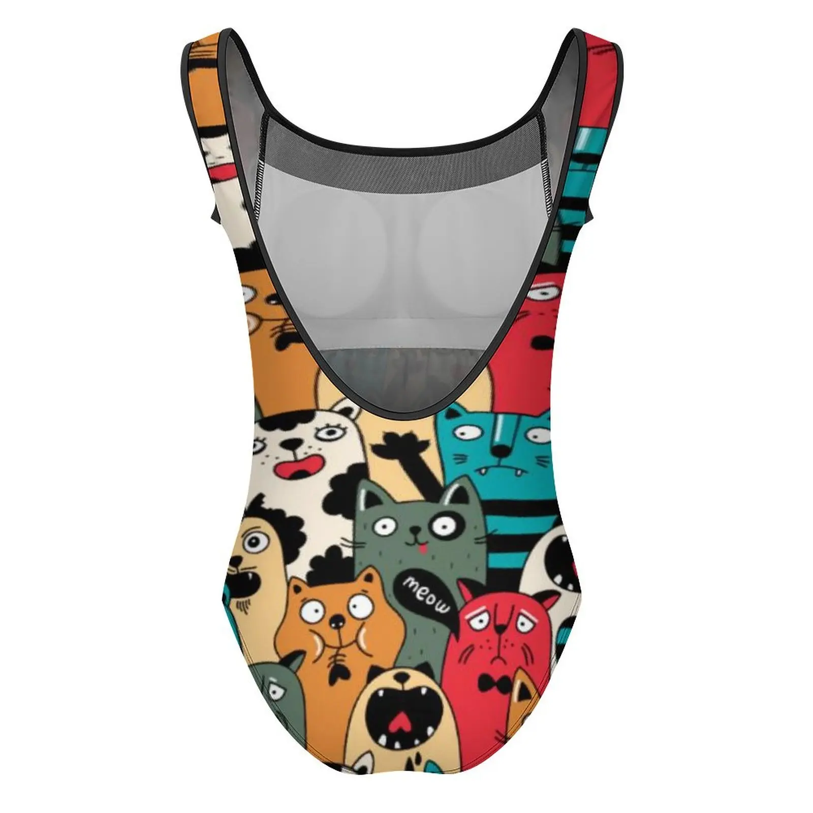 The Crowd of Cats Swimsuit Sexy Animal Ladies Swimwear One Piece Trendy Bodysuit Holiday Swim Push Up Hollow Out Bathing Suit