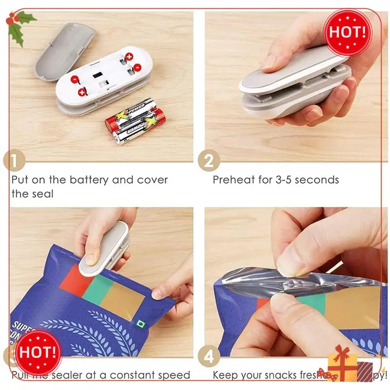 

ABLE-Mini Bag Sealer Portable Sealing Bags Machine, Handheld Heat Food Vacuum Sealer Machine Storage Potato Chip Cookie Bags Dur