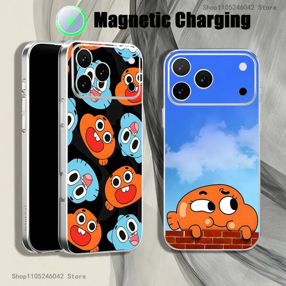 

G-Gumballs And D-Darwins Transparent White Phone Case For iPhone 17,16,15,14,13,12,11,Pro,Max,Plus Magnetic Wireless Charging