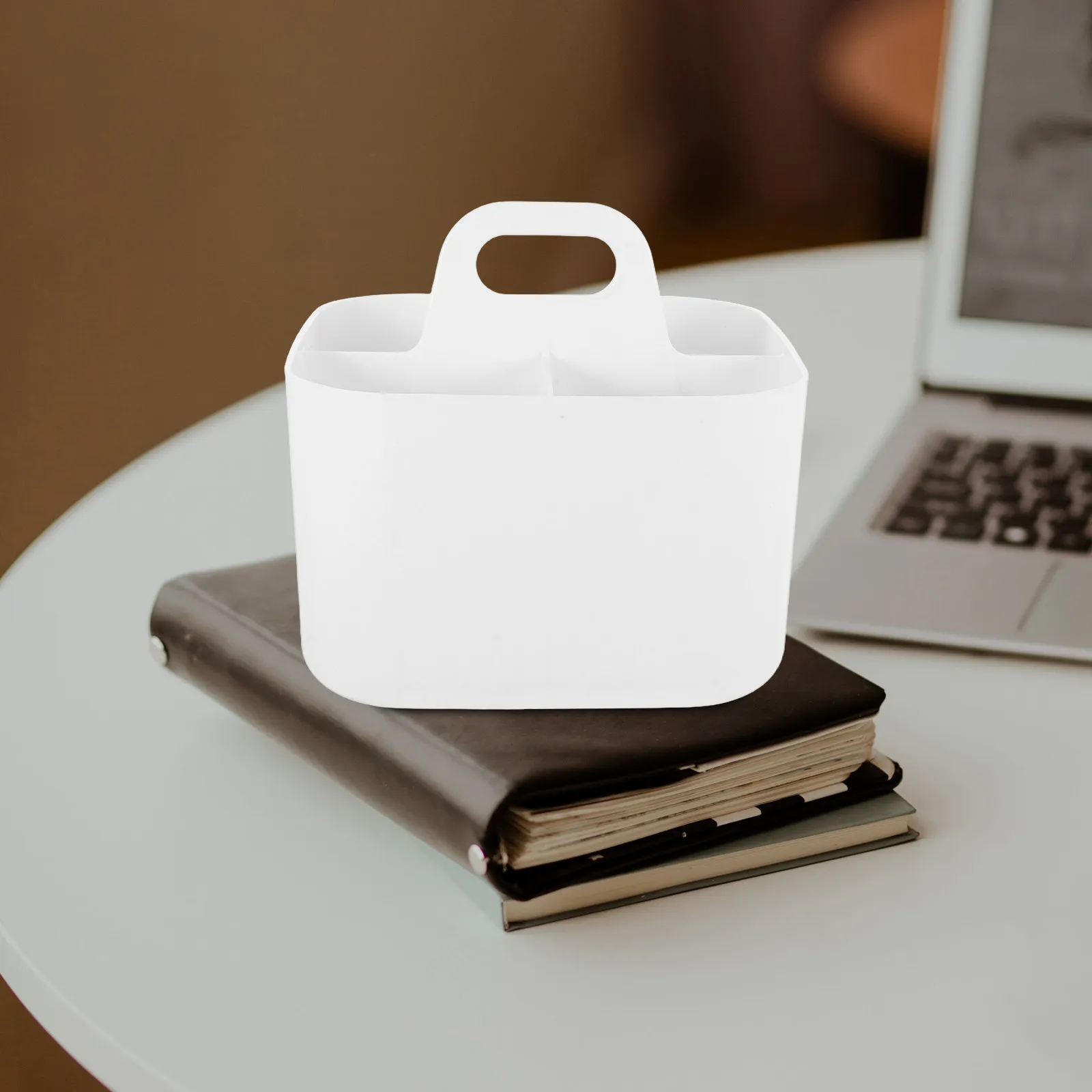 

4 Compartment Storage Box with Handle Reusable Organizer for School Office Art Supplies Stationery Tools Sundries Portable