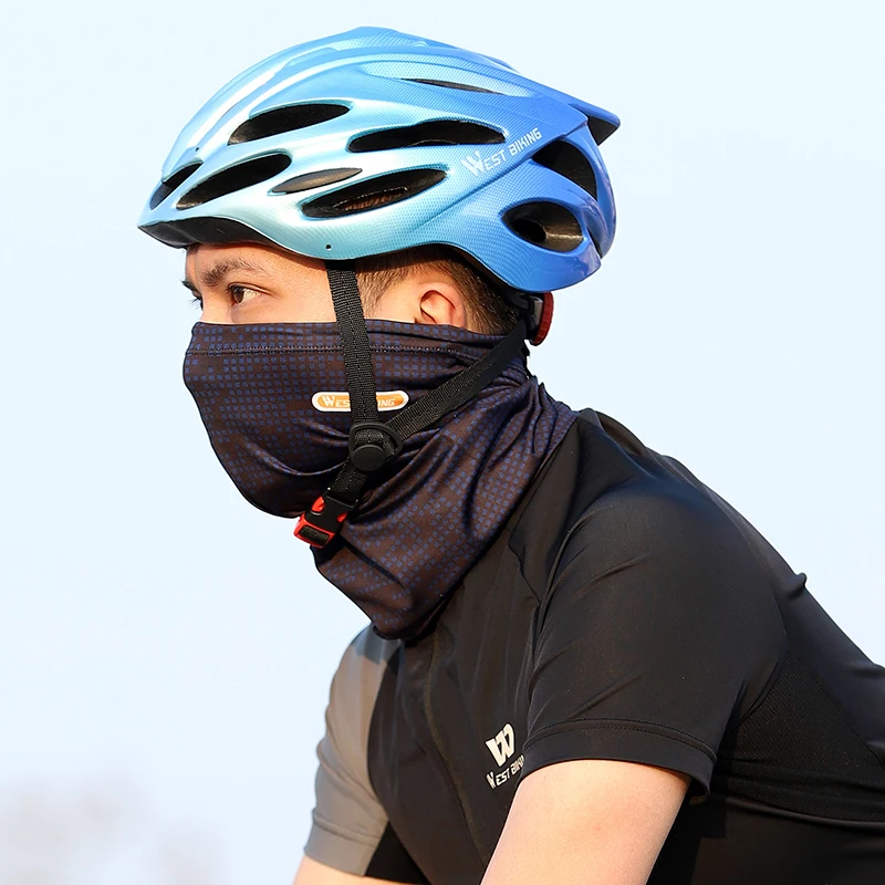 WEST BIKING Summer Cycling Anti-UV Mask Drawstring Sun Protection Ice Silk Sport Bandana Men Running Hiking Bike Neck Scarf