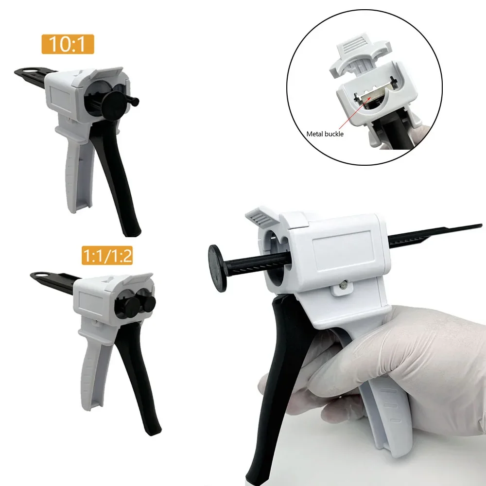 Dental Impression Mixing Silicone Rubber Heavy Body Light Body Putty Fast Set Tray Adhesive Dispenser Gun 1:1/1:2 Universal