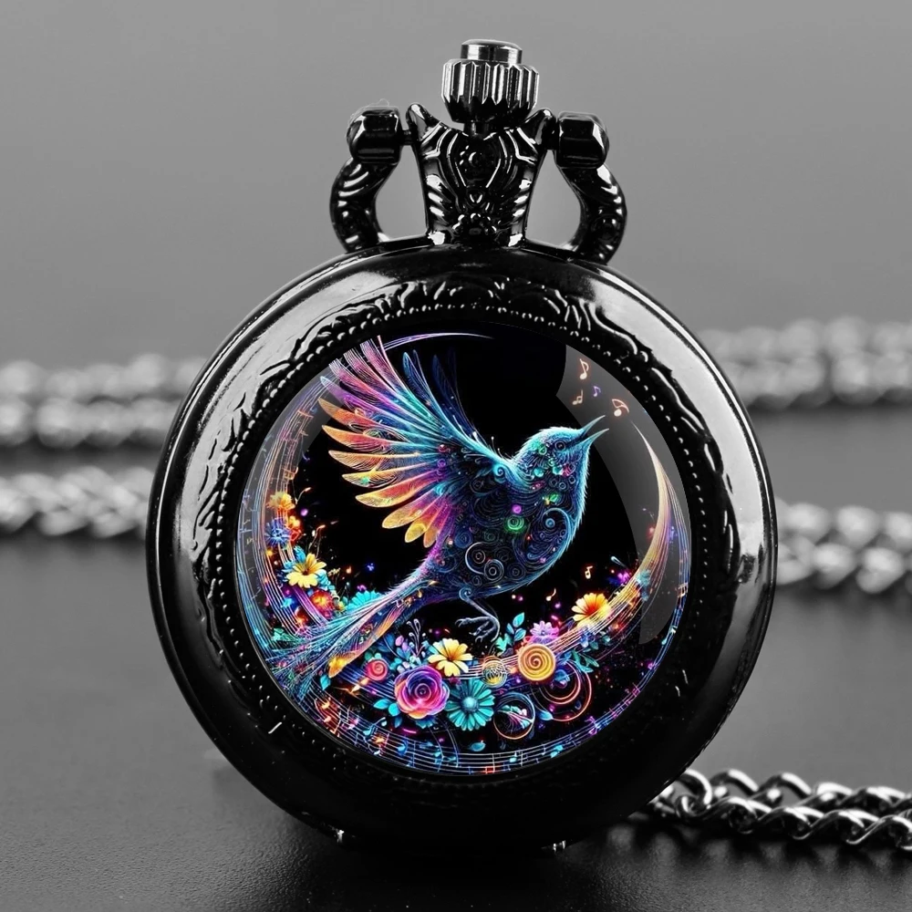 Vintage Creative Bird Design Quartz Pocket Watch Necklace Pendant Ideal Gift for Men & Women and Kids Pendant Birthday Gift