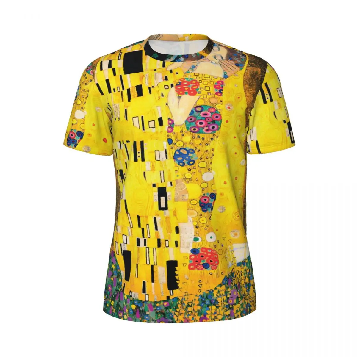 The Kiss By Gustav Klimt Sports T-Shirt Abstract Art Fashion T Shirts Men Vintage Tshirt Summer Short Sleeves Graphic Top Tees