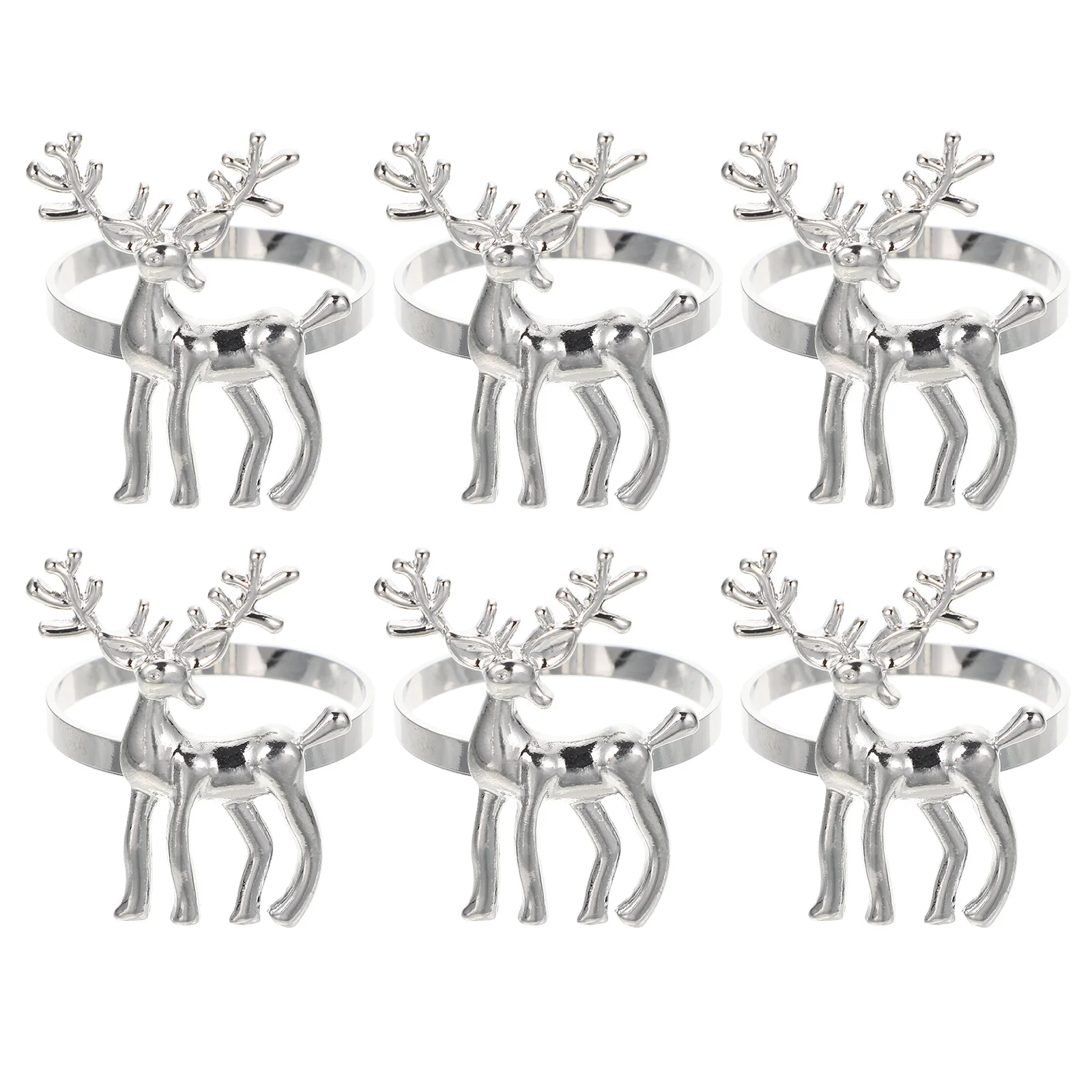 

6Pcs Christmas Elk Napkin Rings Alloy Napkin Buckles Festival Party Table Adornments Tableware Adornments Tableware Accessories
