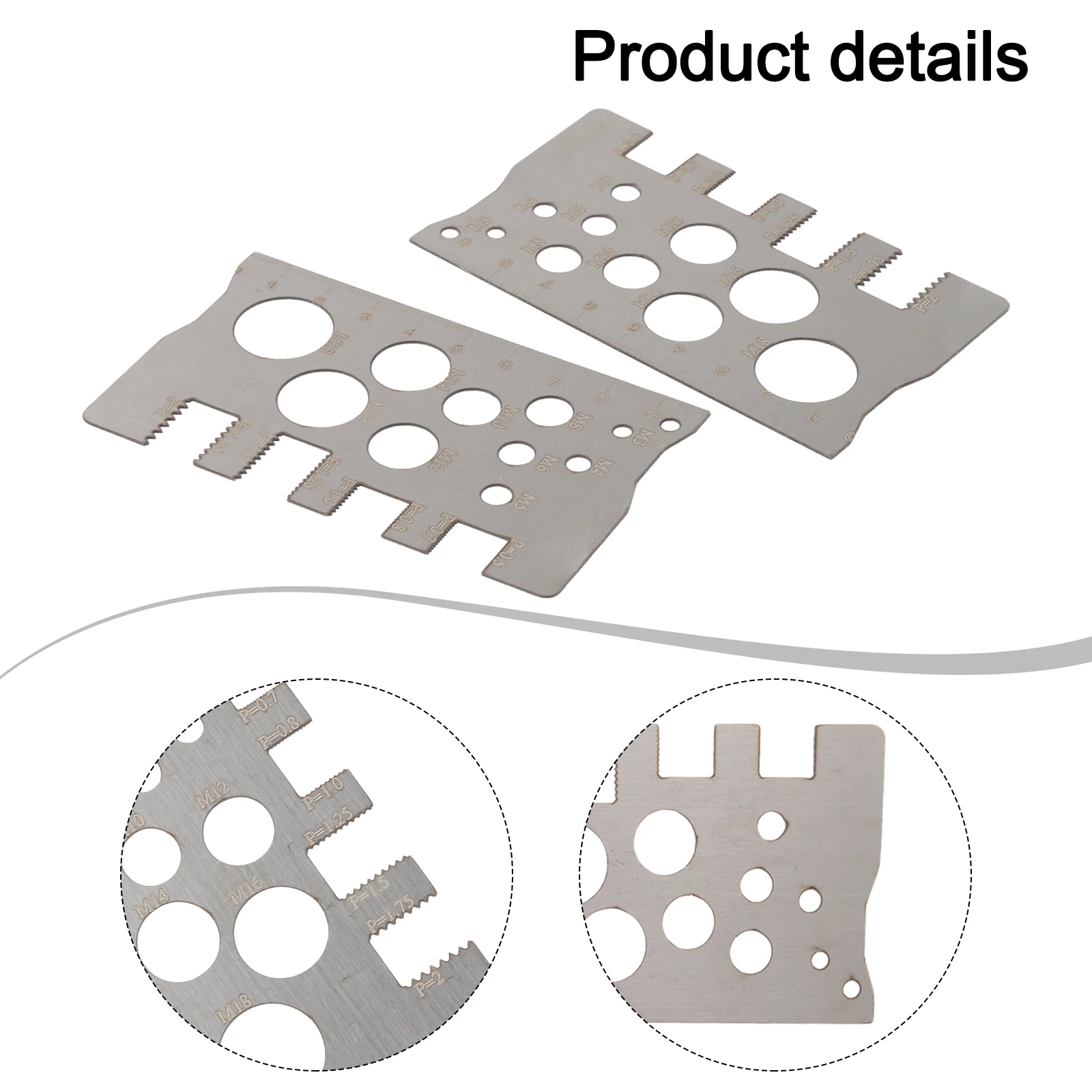 2 Pcs Screw Thread Pitch Gauge Ruler Measuring Tool Bolt Nut Metric Stainless Steel Screw Cutting Gauge Angle Model Measuring