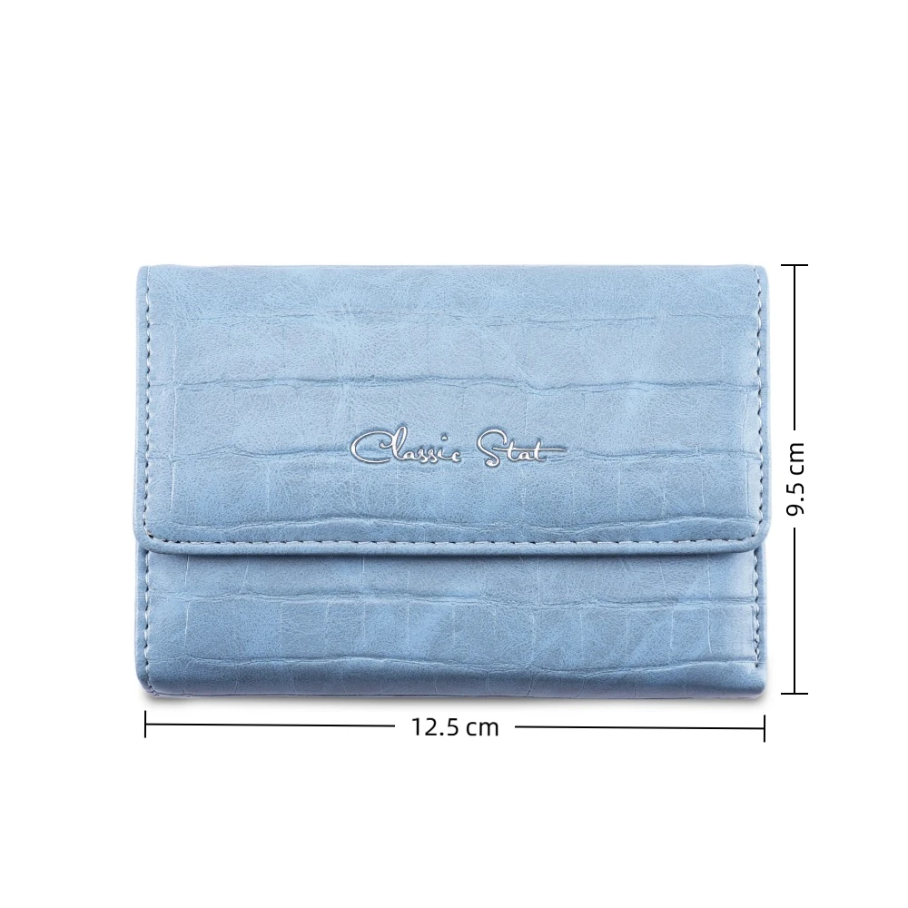 New Small Short Wallet Triple Fold High-capacity Card Holder Solid Color Coin Purse Student