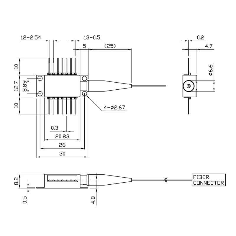 1060nm 1064nm 1W الألياف إلى جانب ليزر ديود وحدة 14-Pin فراشة حزمة 105um 200um 400um الألياف الأساسية