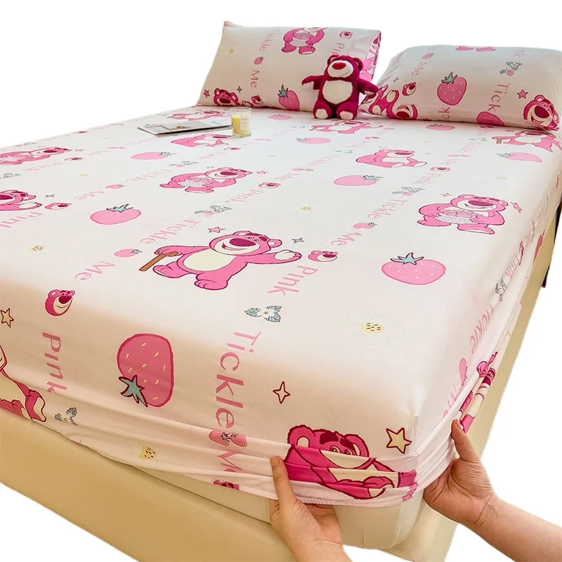 New CottonHome Textile Cloth Mat Single Bed Hat Printed Bed Cover 150x200 180x200 360 Degree Surround with Elastic Sheet Set