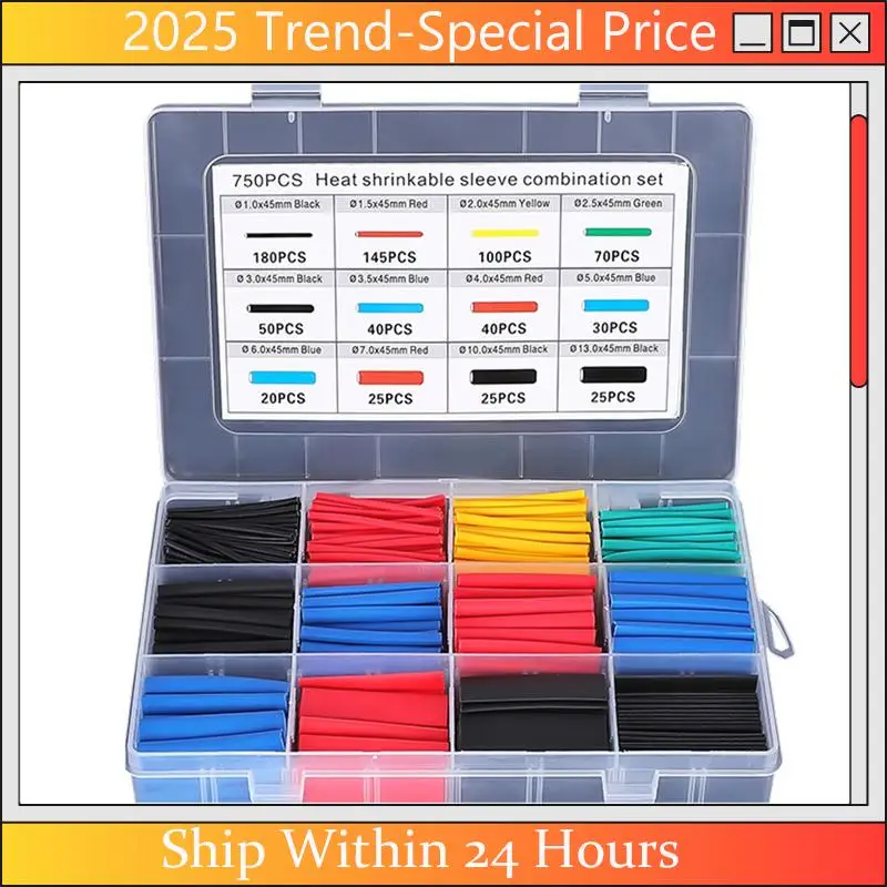 

The New 750Pcs Heat Shrink Tube Tubing Insulation Shrinkable Tube Assortment Electronic Wire Cable Sleeve Kit