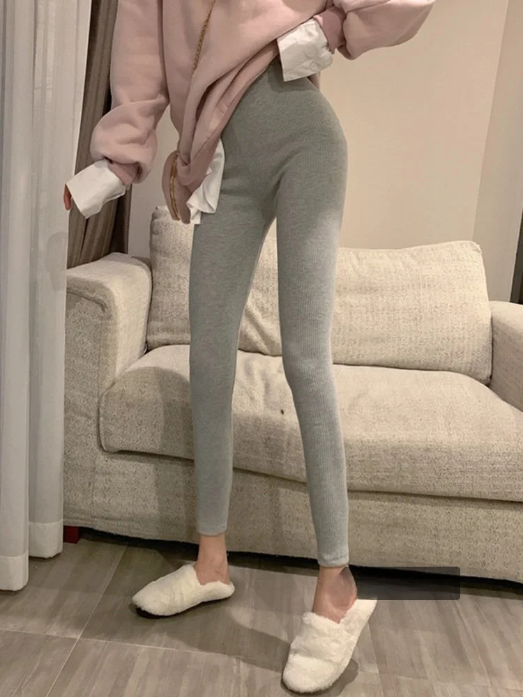 

Женские утепленные брюки с высокой талией, облегающие, эластичные, базовый слой, осень-зима 2025, новые повседневные брюки-капри