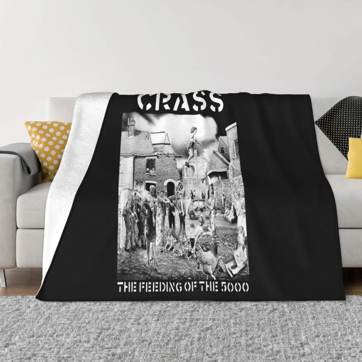 

Crass Feeding Of The 5000 Uk Anarcho Punk Crass Mens Halloween Humor Colour Crewneck Present Throw Blanket