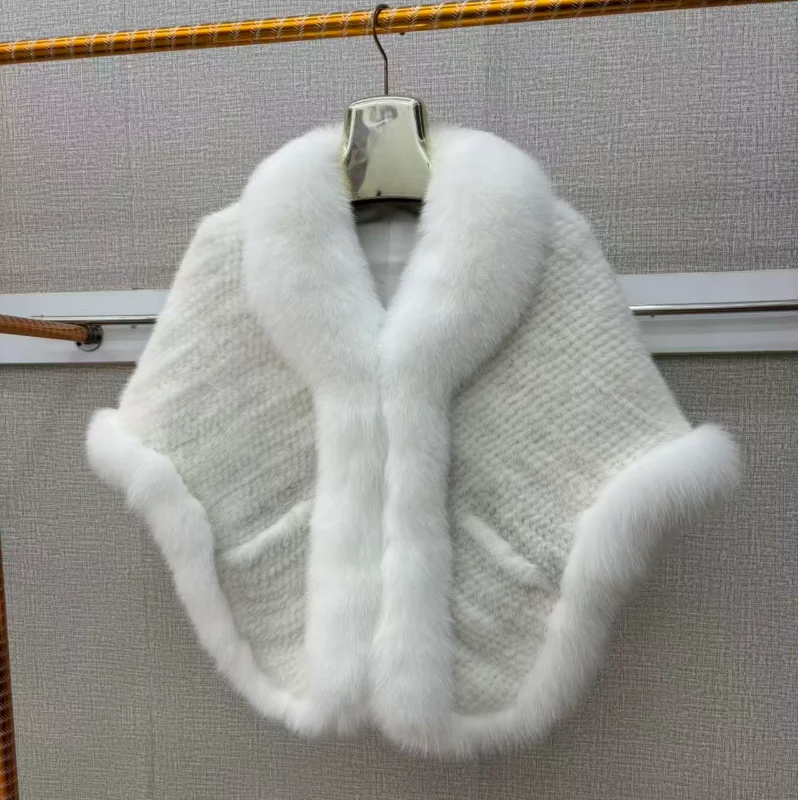 2026 Women Real Mink Fur Shawl High Quality Fashion High Quality Hot Sale Female Winter Fox Fur Coat Shawl