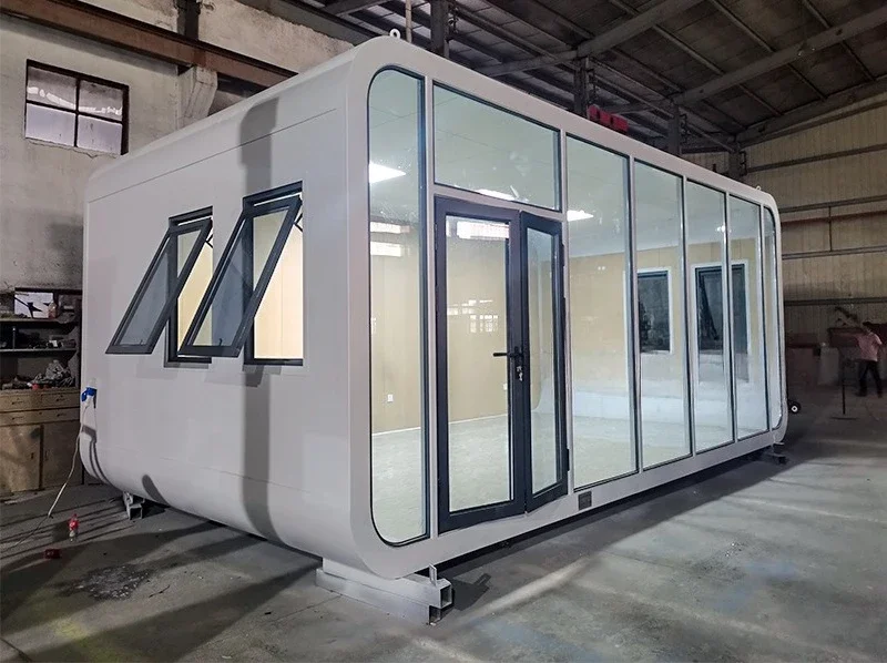 Outdoor Apple cabin mobile room reception lounge, space capsule mobile house container