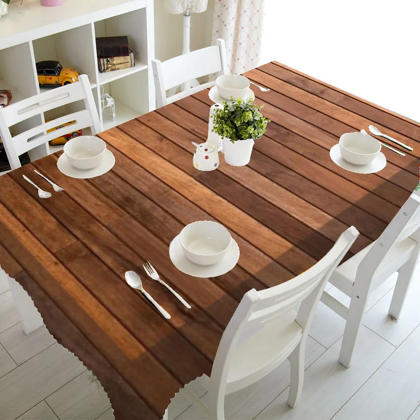 

Wooden Texture Printing Rectangular Tablecloths for Table Party Decoration Waterproof Coffee Table Cover Anti-stain Tablecloth