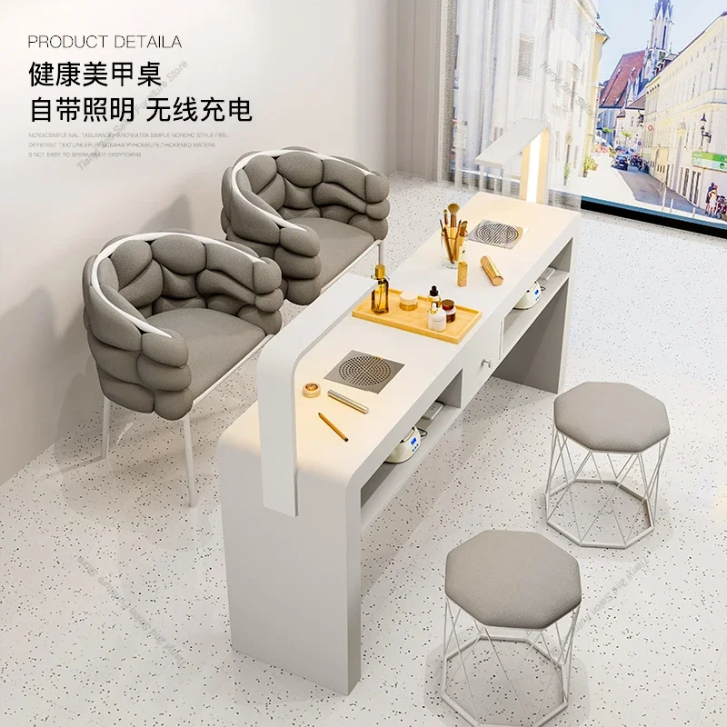 Dressing Multifunction Manicure Table Japanese Storage Marble Tabletop Cream Style Nail Tables Modern Salon Furniture Mesas LLMT