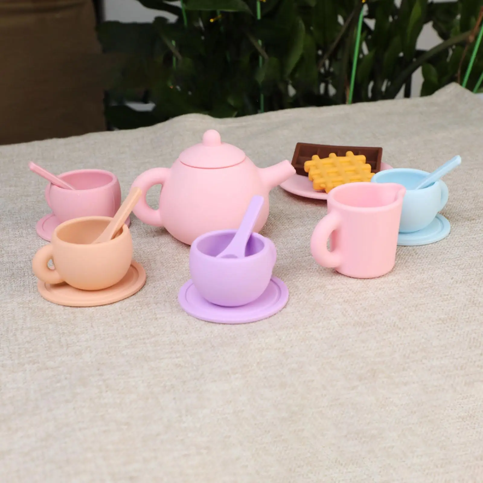 Afternoon Tea Party Tea Set for Little Girls with Handle Tea Party Kitchen Pretend Play Toy for Kids Preschool Party Favors