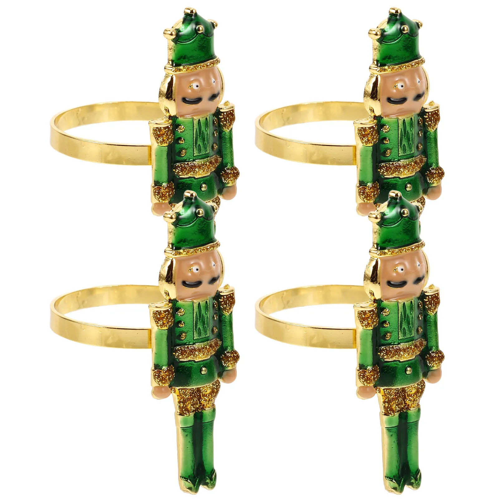 

4Pcs Nutcracker Themed Napkin Holders Elegant Christmas Clips Sturdy Reusable Decorative Dining Table Top Accessories