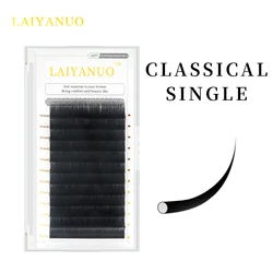 LAIYANUO-pestañas individuales clásicas, extensión de pestañas individuales, negro mate, profesional, suave, Natural