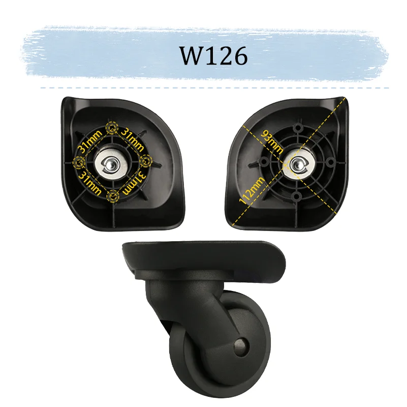 لإصلاح عجلة الأمتعة شديدة التحمل W126 - عجلات دوارة صامتة مع مطاط سميك لمقاومة التآكل وسلس 360 درجة