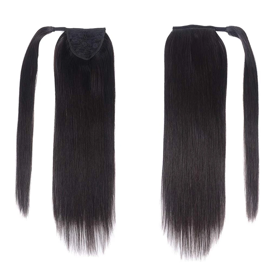 30 32 inches Ponytail Hair Extension Real Human Hair Pieces for Women Ponytail One Piece Wrap Ponytail Human Hair 12-32 Inch