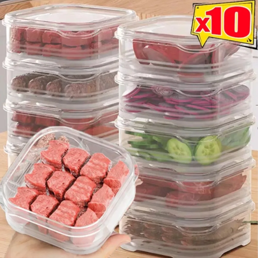 2/5/10PCS Mini Food Preservation Boxes Refrigerator Frozen Meat Vegetable Fresh-Keeping Box Transparent Kitchen Sealed Storage