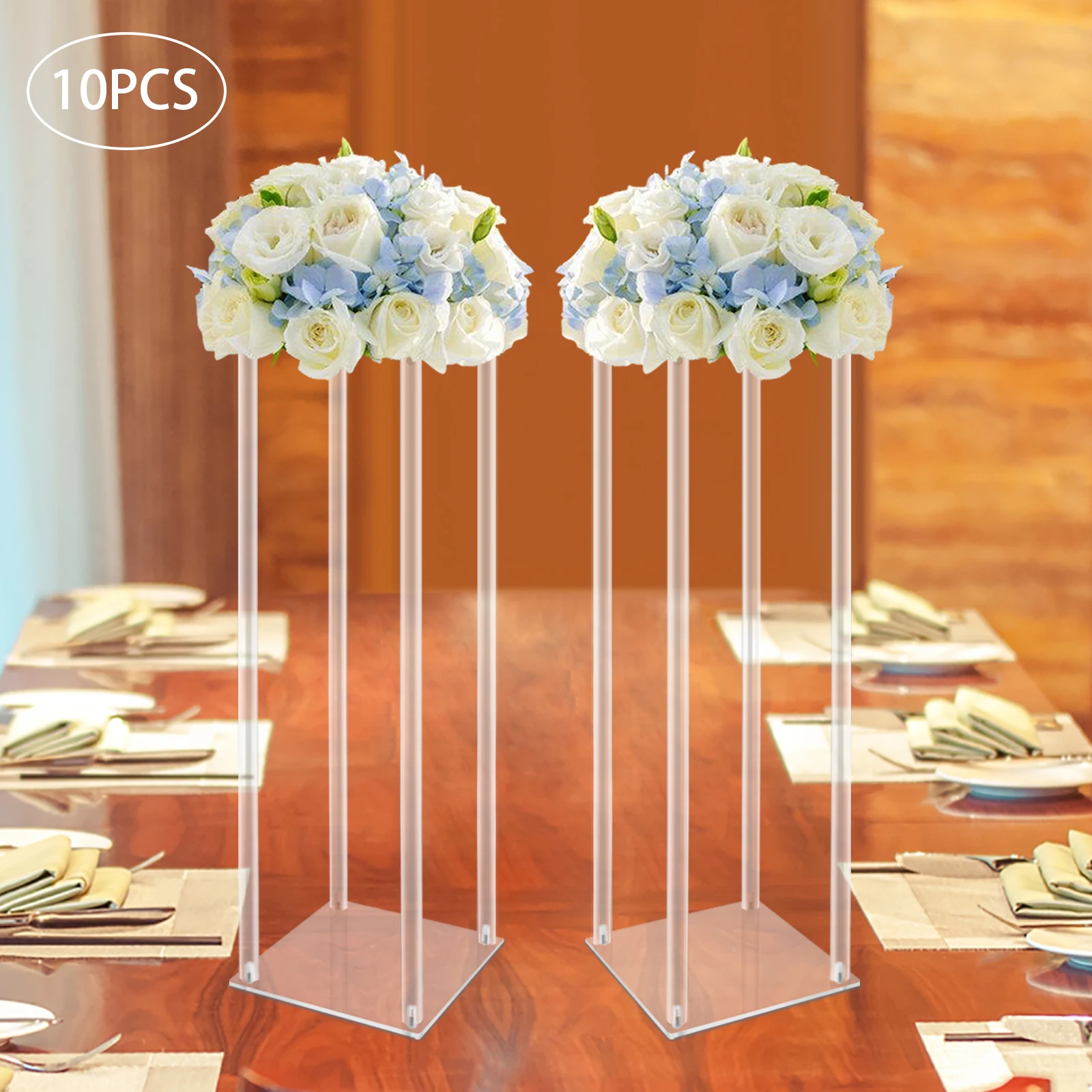 Acrílico Flower Display Stand, Wedding Centrepieces, Limpar Coluna Flor, Vaso Geométrico, Decoração De Aniversário, 10 Pcs