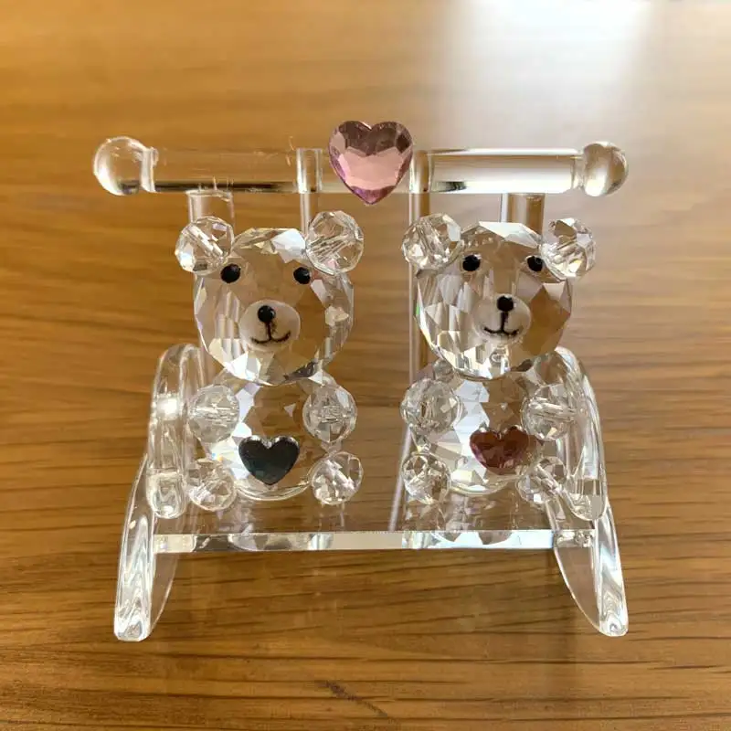 

High Cute Crystal Bear Rocking Chair Figurine Collectibles Crystal Bear Animal Statue Sculpture For Kids Gift