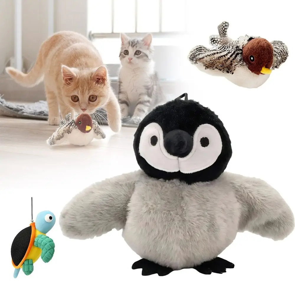 Flapping Bird Sparrow Cat Toy Interactive USB Rechargeable Flying Bird Cat Toys Vivid Chirping Touch-Activated