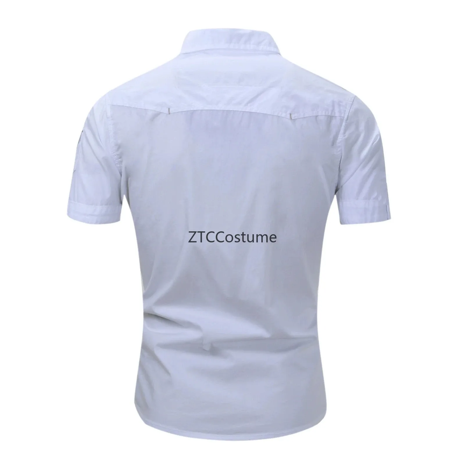 Cosplay Mens Short Sleeve Cotton Shirt Black Casual Button Down Workwear Outdoor Cargo Shirt Plus Size Summer Shirts view 5