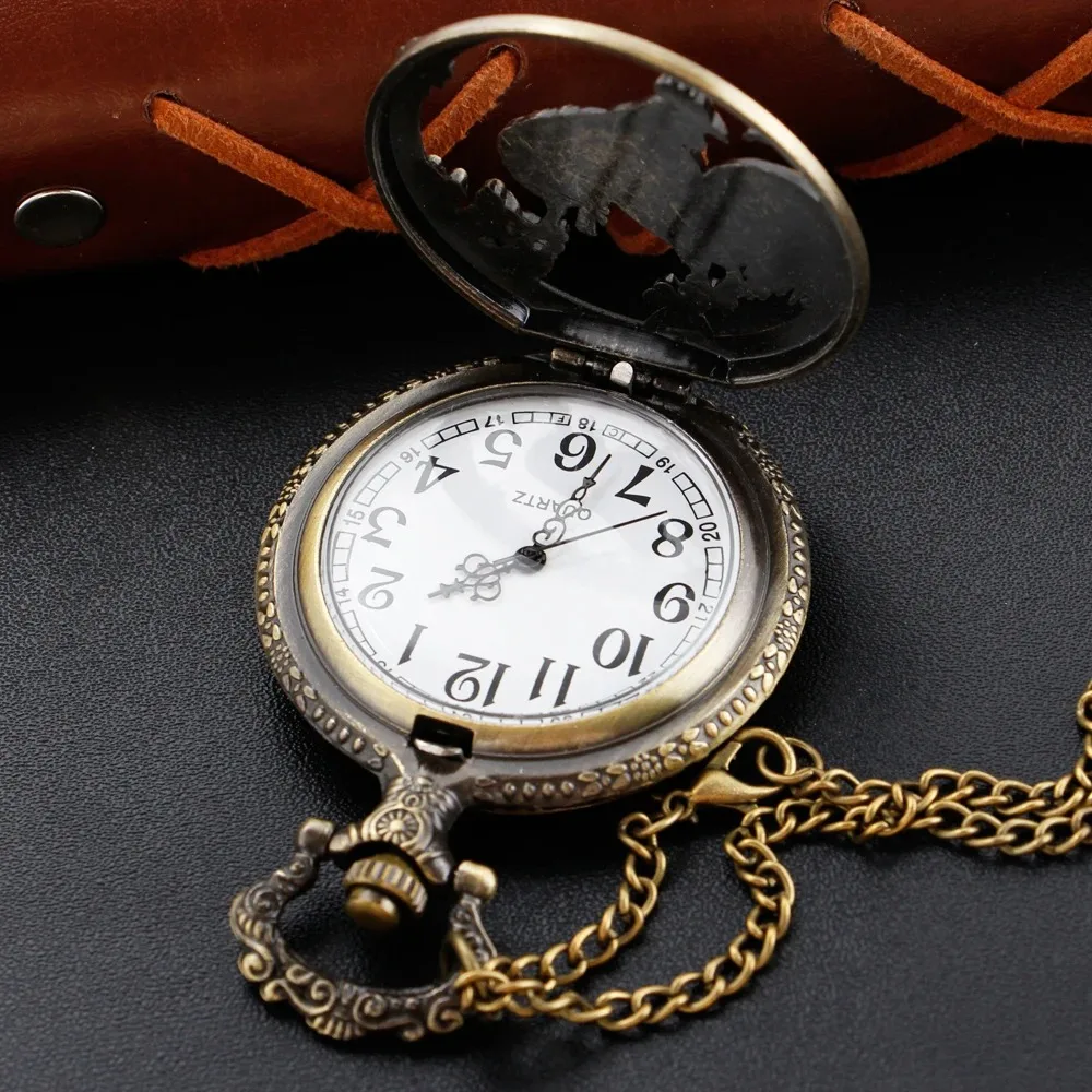 Hollow Animal Series Chicken Family Quartz Pocket Watch Vintage Dial with Chain Necklace Pendant Jewelry Clock Festival Gifts