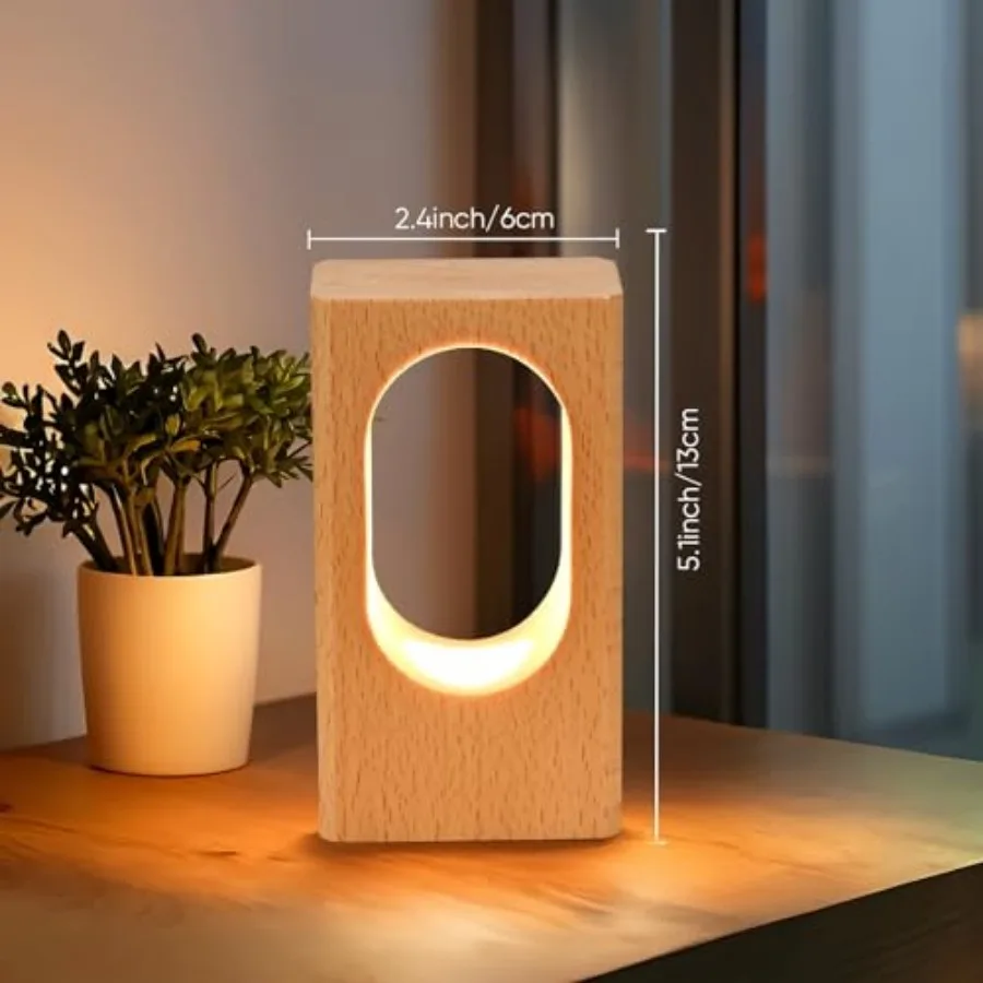 LED Wood Desk Lamp, Bedroom Bedside Night Light, Dimmable Led Lighting, Creative Home Decor Table lamp, Unique House warmging G view 5