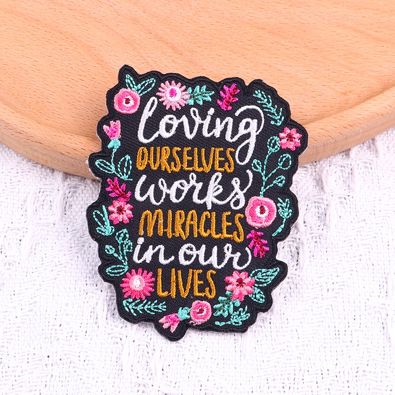 Kindness Embroidery Patches For Clothes Positive Inspiring Iron On Patch For Hat/Bag Outdoor Fusible Patches Personality Badges