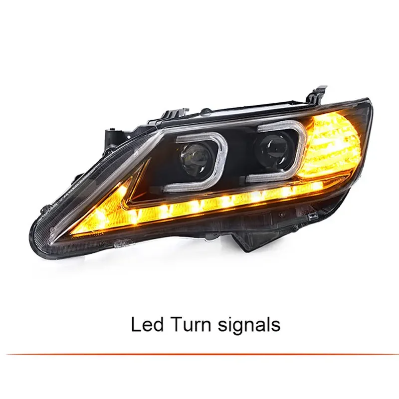 تصفيف السيارة لتويوتا كامري المصابيح الأمامية 2012-2014 كامري LED المصباح DRL عدسة مزدوجة شعاع H7 HID زينون ثنائية زينون عدسة