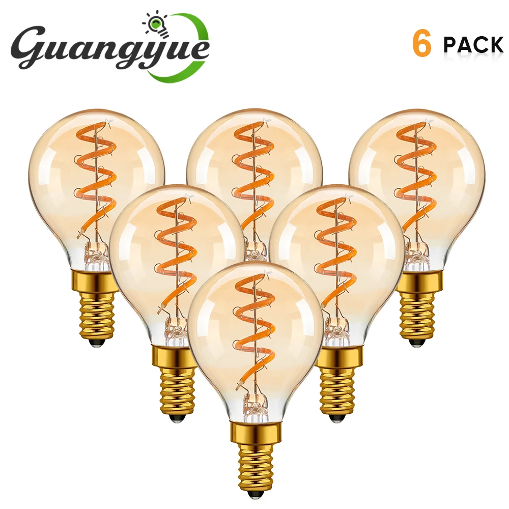 

Globe Spiral Filament Bulb 3W G45GS Vintage Amber Glass Edison LED Lamp E27 E14 220V Warm White Retro Light Bulbs for Chandelier