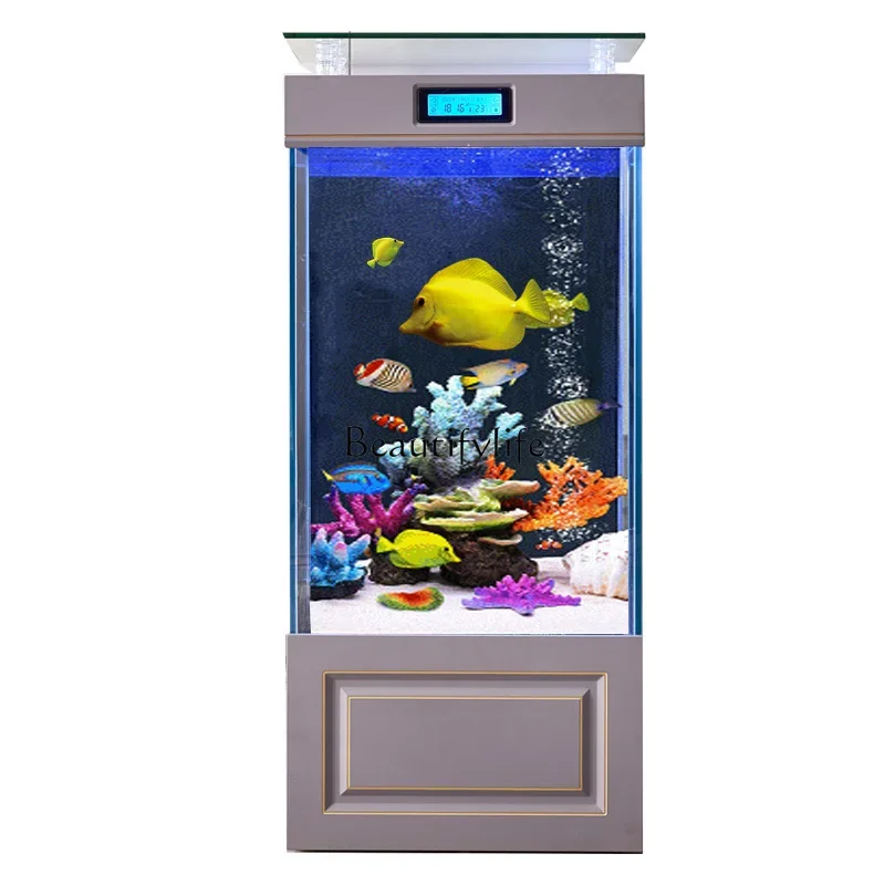 

Vertical Wall-Mounted Small and Medium-Sized Household Floor Ultra-White Glass Fish Globe Change Water Aquarium