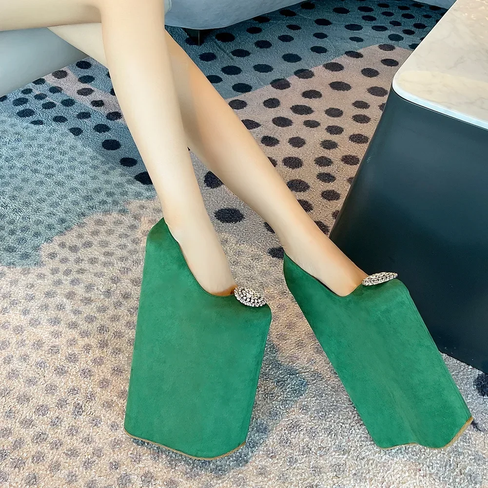 New Fashion 30cm Super High Heels Diamond Suede Women Pumps Round Toe Platform Thick Bottom Pole Dance Party Shoes