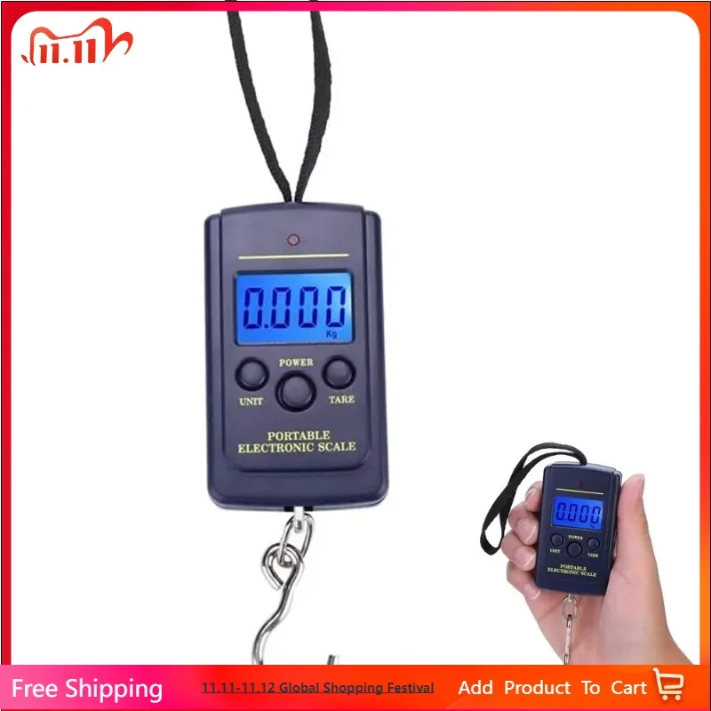 

40kg x 10g Mini Digital Scale For Fishing Luggage Travel Weighting Steelyard Portable Electronic Hanging Hook Scale