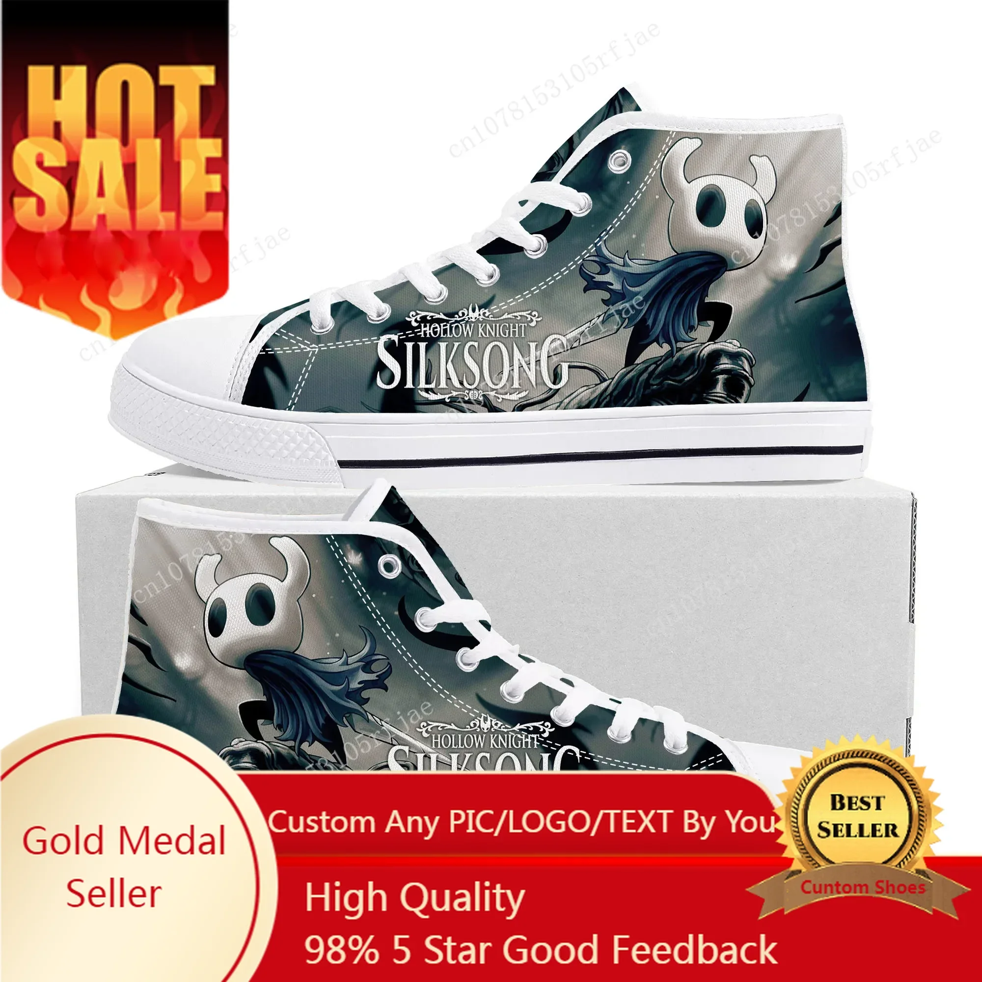 

Cartoon Game Ghost Hollow Knight High Top Sneakers Men Women Teenager High Quality Canvas Shoes Casual Tailor Made Sneaker