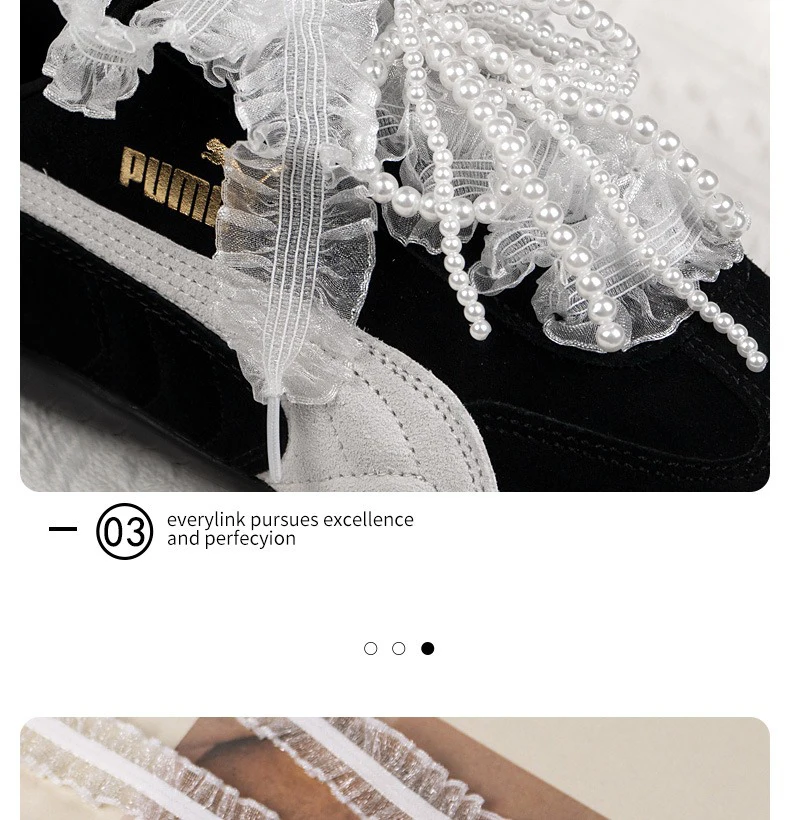 Rüschenbesetzte, transparente Schuhbänder aus Organza mit Schleife, süße, alltagstaugliche Schuhaccessoires für flache Sneaker und Freizeitschuhe. – Detail 5