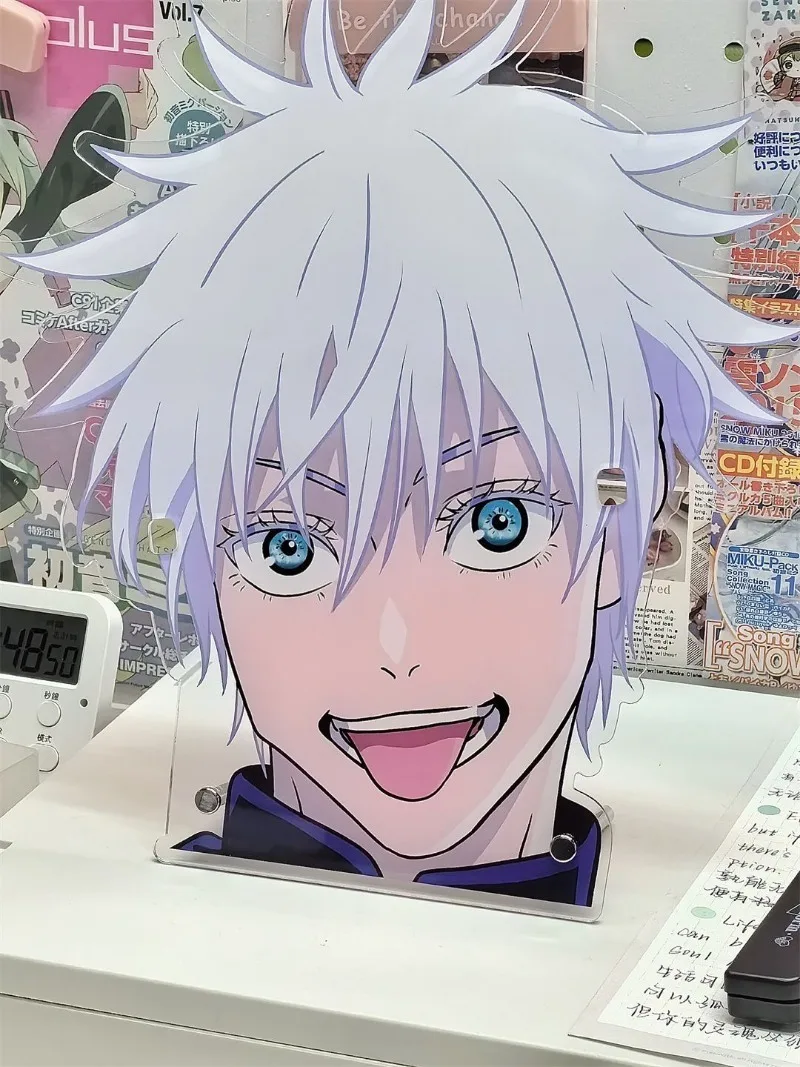 Jujutsu Kaisen Satoru Gojo Óculos Quadro, Anime Periférico, Bonito Cartoon Stand Up Sign, Decoração de Mesa Kawaii, Presente Coleção