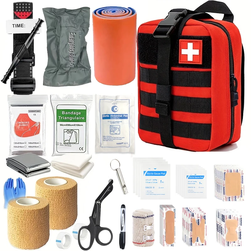 131pcs First Aid Kit, First Aid Trauma Kit, Military Medical First Aid Kit with Tourniquet, Camping Equipment Supplies Emergency