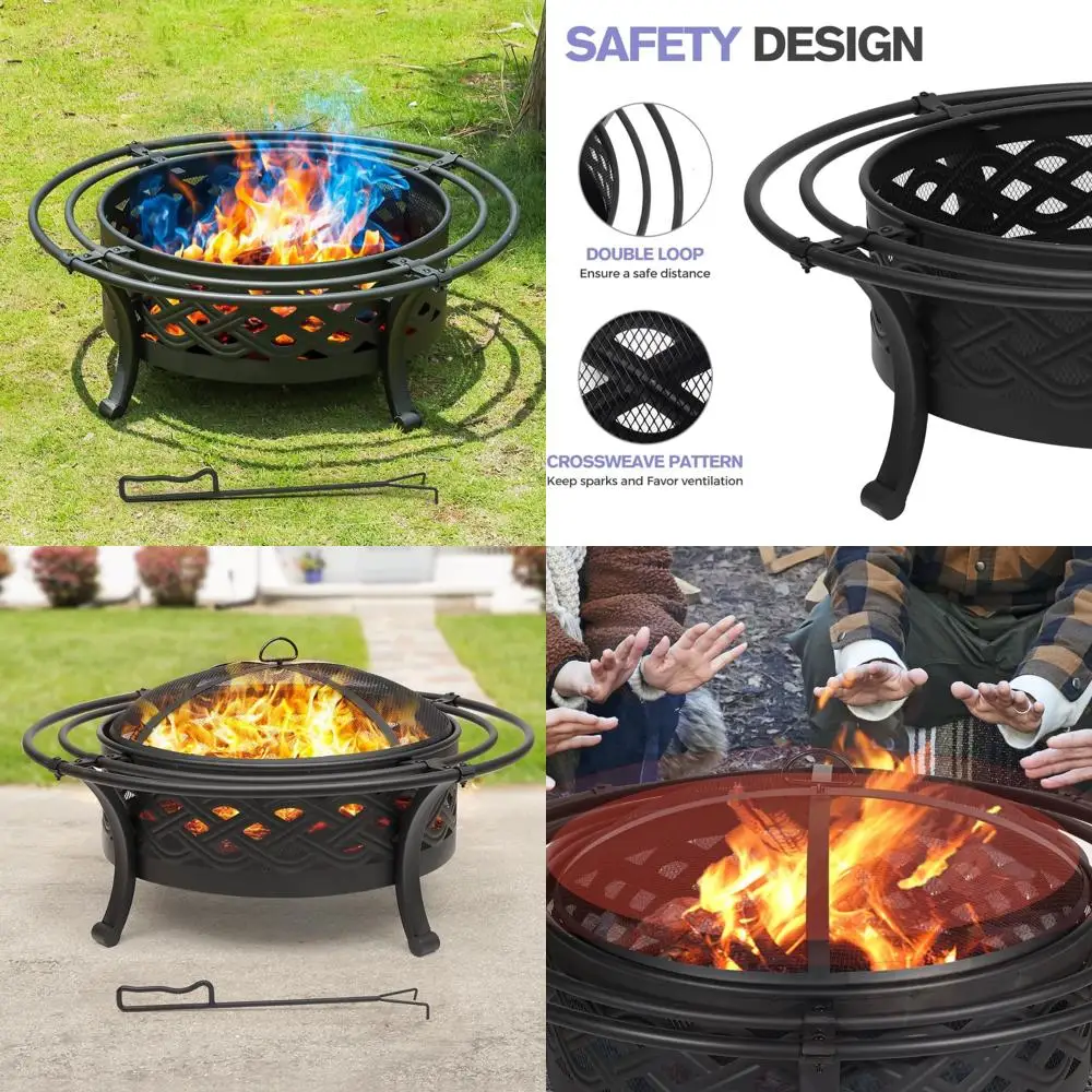 

36 ям для выжигания древесины Crossweave на открытом воздухе с искровым экраном и огненным покером