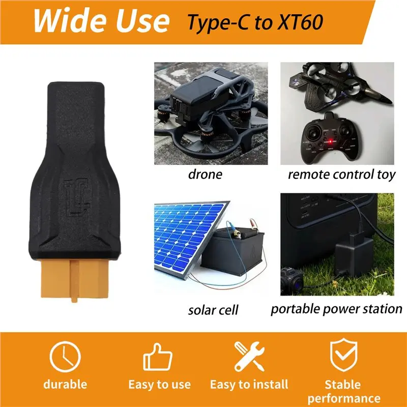 AT82-2PCS USB C To XT60 Adapter Type-C To XT60 Female 100W 20V/5A Charging Connector For RC Model Energy Storage Power